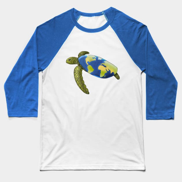 Save the Turtles / Save the Planet / Turtles Holding the Earth Baseball T-Shirt by Lunar Scrolls Design